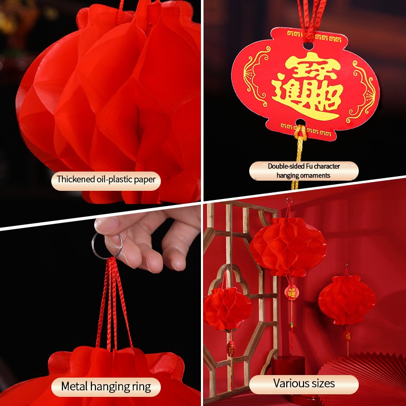 Lồng Đèn Đỏ Hình Tổ Ong Trang Trí Năm Mới 2023