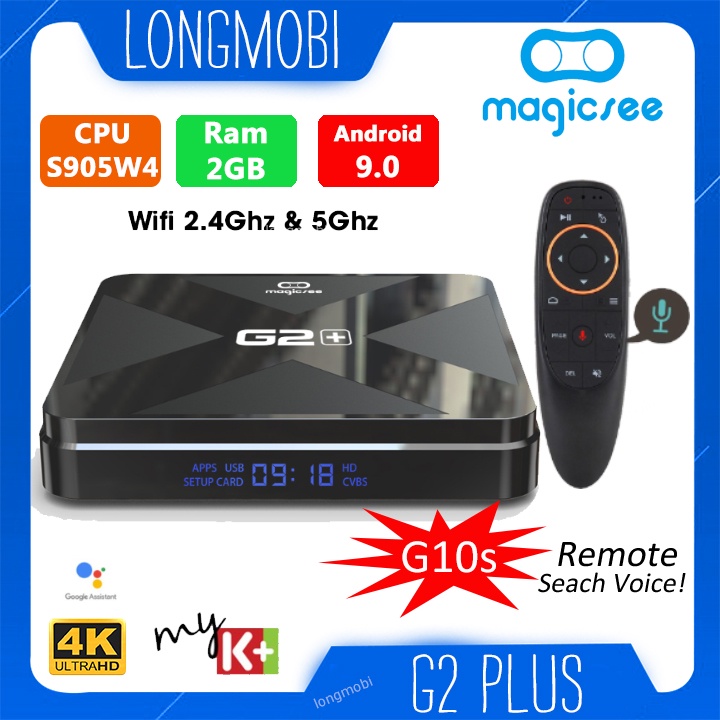 Android TV Box G2 Plus 2022, S905W4, Ram 2GB, Bộ nhớ 16GB, Wifi 2 băng tần, Android Tv 9 cài sẵn IPTV