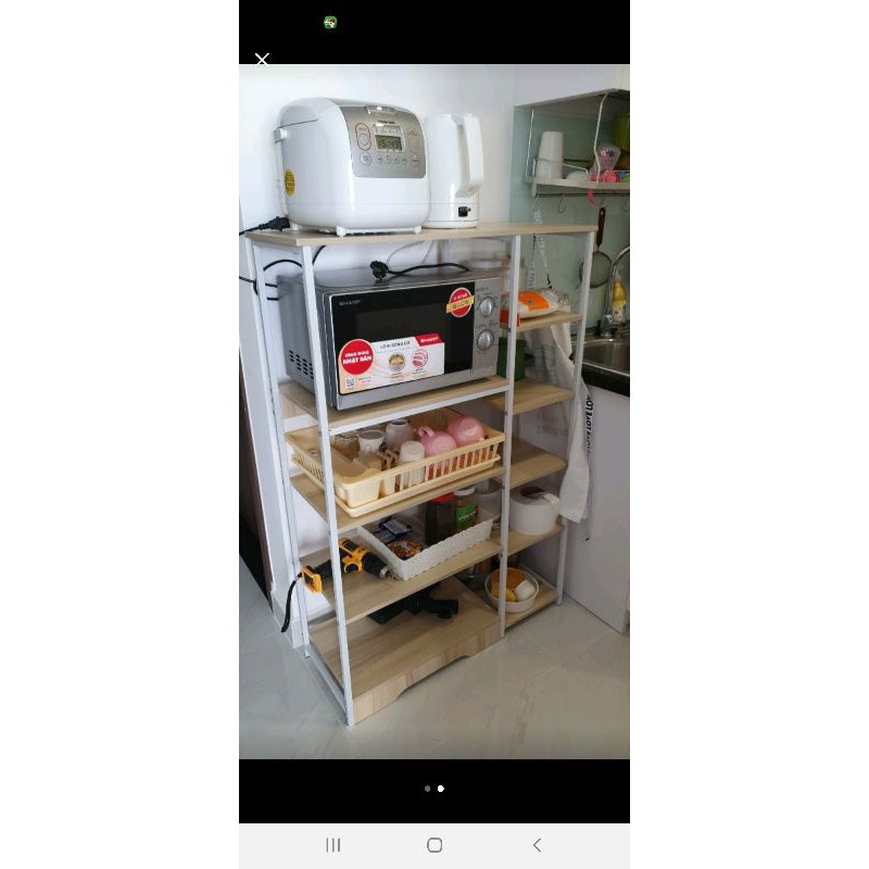 RE0499 Kệ để đồ nhà bếp gỗ khung sắt 9 ngăn - Tủ kệ bếp - Kệ bếp đa năng - Kệ bếp