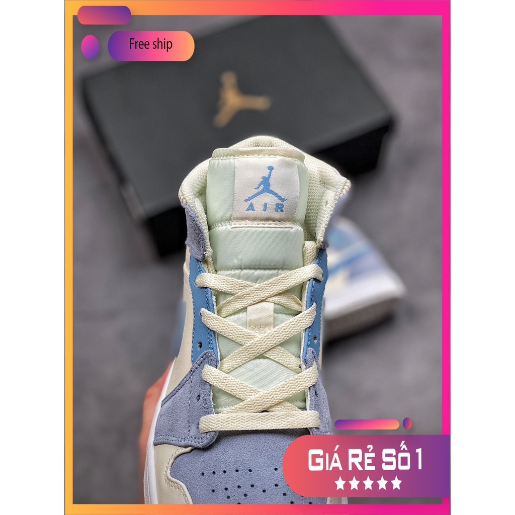 (FULL BOX + QUÀ TẶNG) Giày thể thao Air Jordan 1 Mid Mixed Textures Blue cổ cao siêu đẹp cho nam và nữ | BigBuy360 - bigbuy360.vn