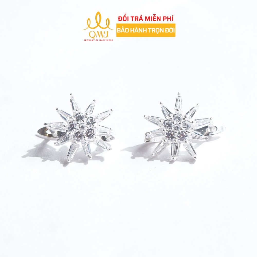 Bông tai bạc nữ 925 Băng tuyết đá giọt nước cao cấp QMJ - Q723
