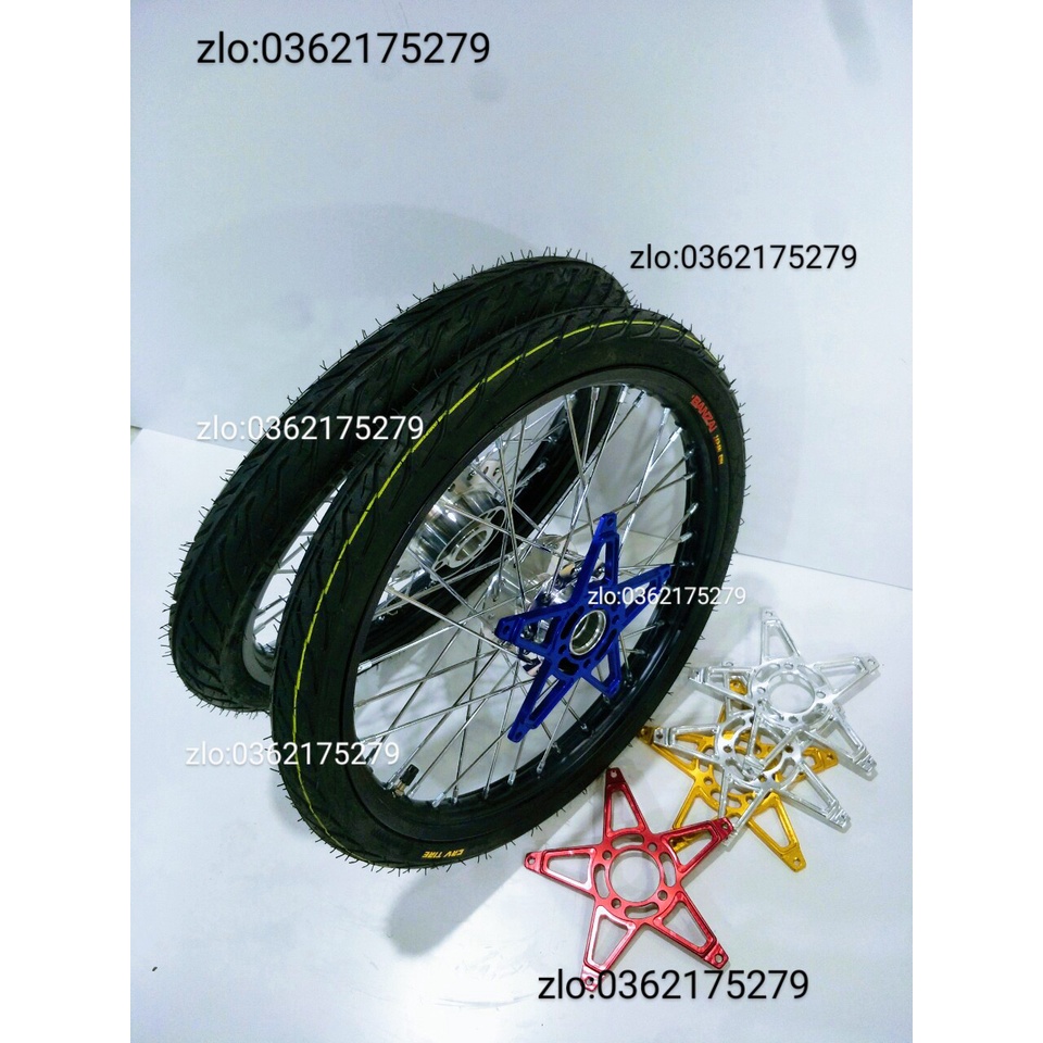 CẶP BÁNH CĂM RAIDER BAN ZAI .DALE. SOLUTE .SH THÁI ĐEN CĂM ĐÙM MẠ CROM LOẠI 1 KÈM VỎ CRV THÁI 60.70 VỚI PÁT NGÔI SAO