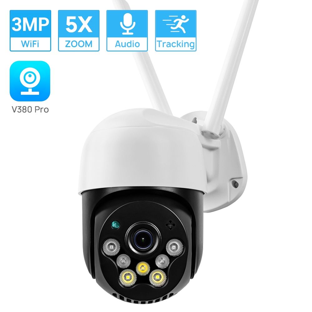 Camera IP WIFI HAMROL V380 3MP PTZ IP66 ống kính 5X Zoom có tầm nhìn đêm tốt chất lượng cao