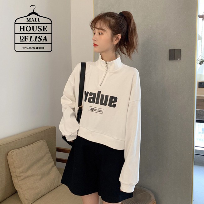 black sweatshirt black s Lady Spring Autumn Turtleneck Sweatshirt Printing Value Zipper Loose Pullover Tops