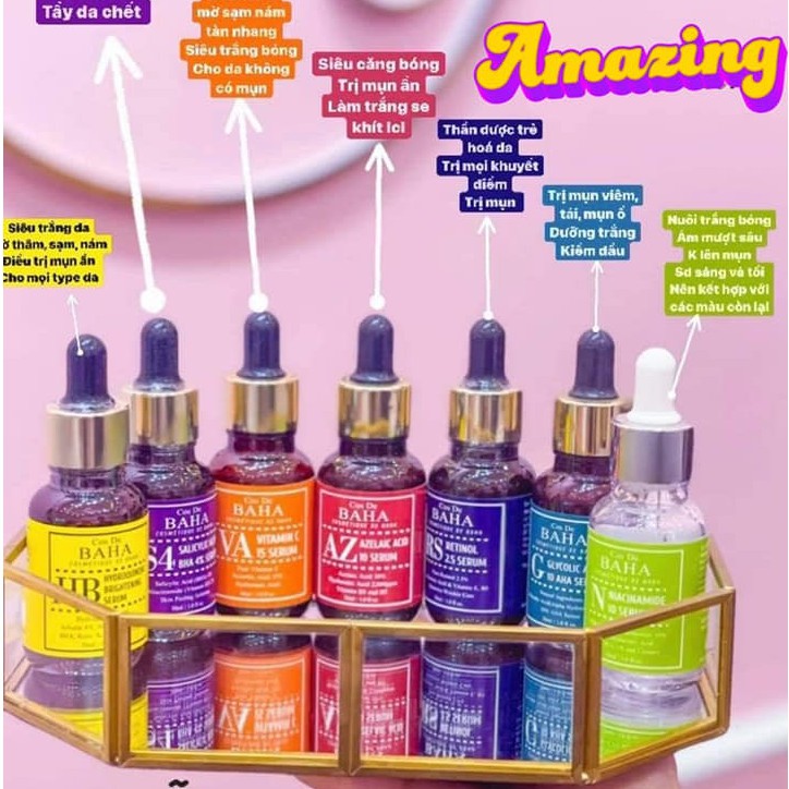 Tinh chất Cos De BAHA Serum (Snail Mucin, Vitamin C 15, Niacinamide 10, Hyaluronic Acid B5, M.A Peptide, Retinol 2.5)