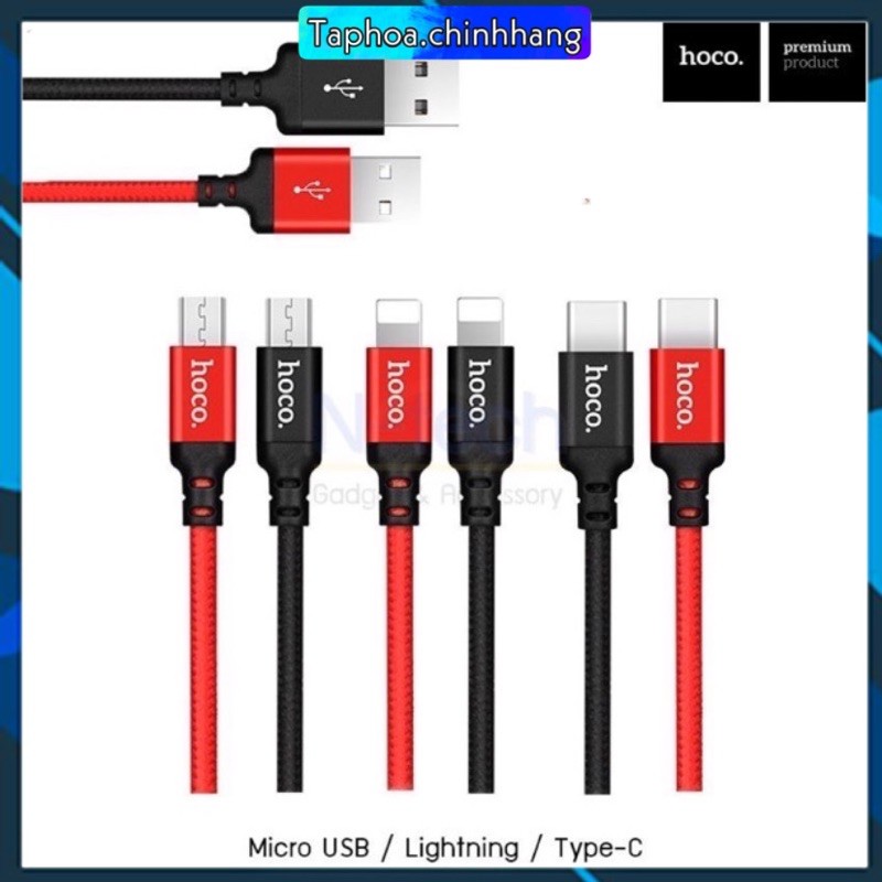 Cáp sạc Hoco X14 đủ loại, androi micro USB, iphone lightning, type C- Chính Hãng Hoco