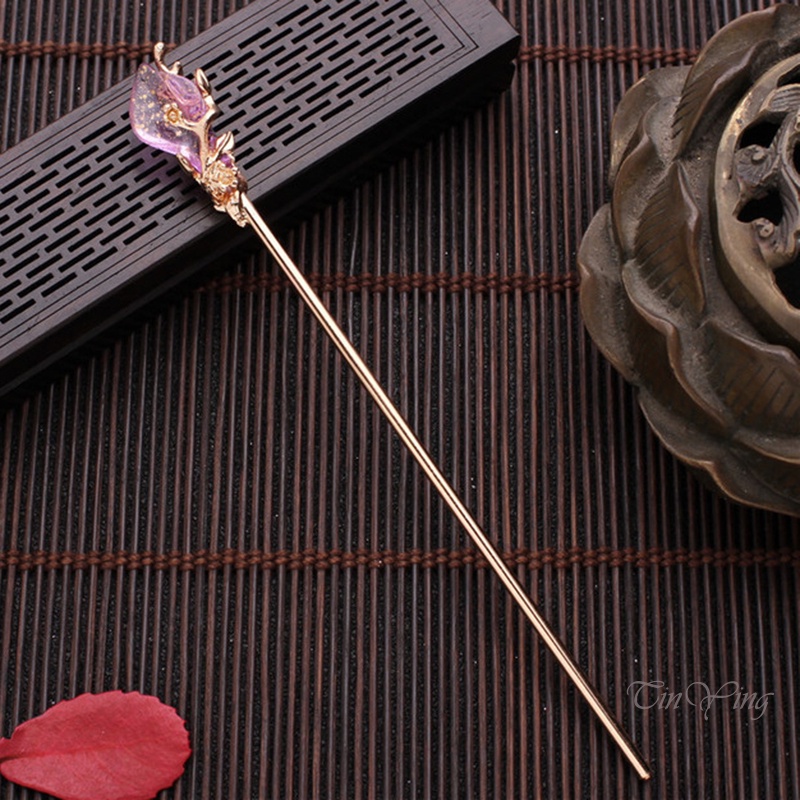 GETNOIVAS Trâm cài tóc hình chiếc lá kiểu dáng cổ điển phong cách Trung Hoa dành cho nữ