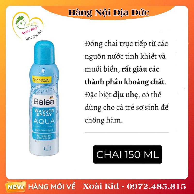 Xịt khoáng Balea Aqua cấp ẩm 75ml và 150ml của Đức -DATE MỚI ĐỦ BILL | WebRaoVat - webraovat.net.vn