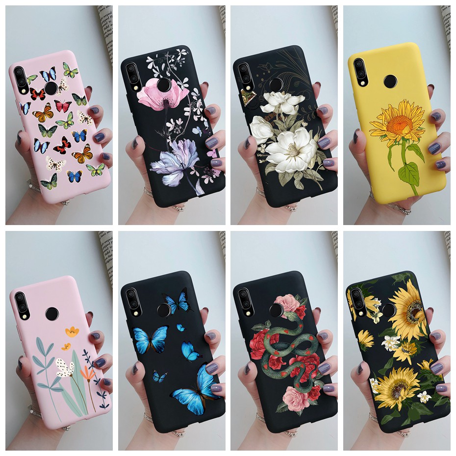 Ốp điện thoại silicone mềm chống sốc in hoa cho Huawei Nova 3E 4E P20 Lite