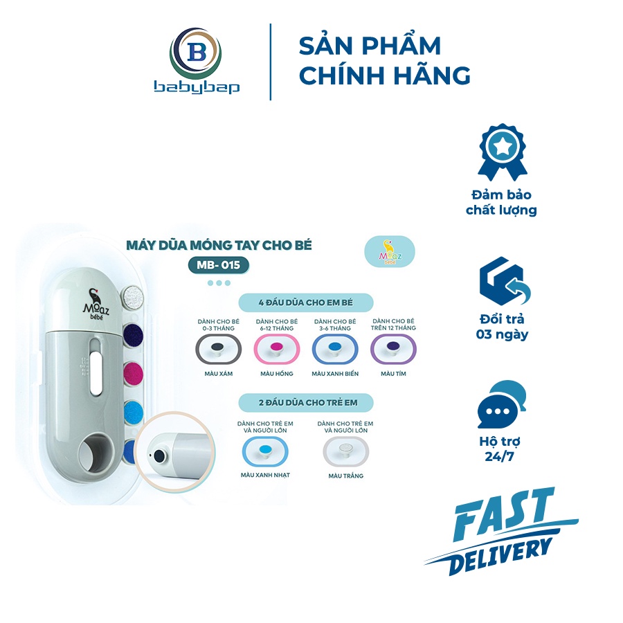 Máy Dũa Móng Tay Cho Bé Moaz bebe MB015 Với Các Tấm Mài Tùy Chỉnh Theo Độ Tuổi