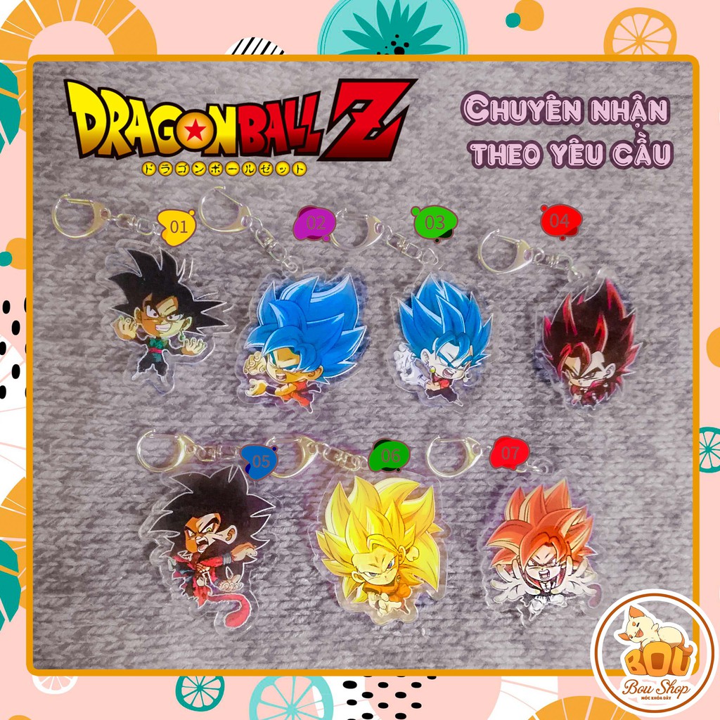 Móc khóa Mica Acrylic Dragon ball - 7 viên ngọc rồng Anime Keychain