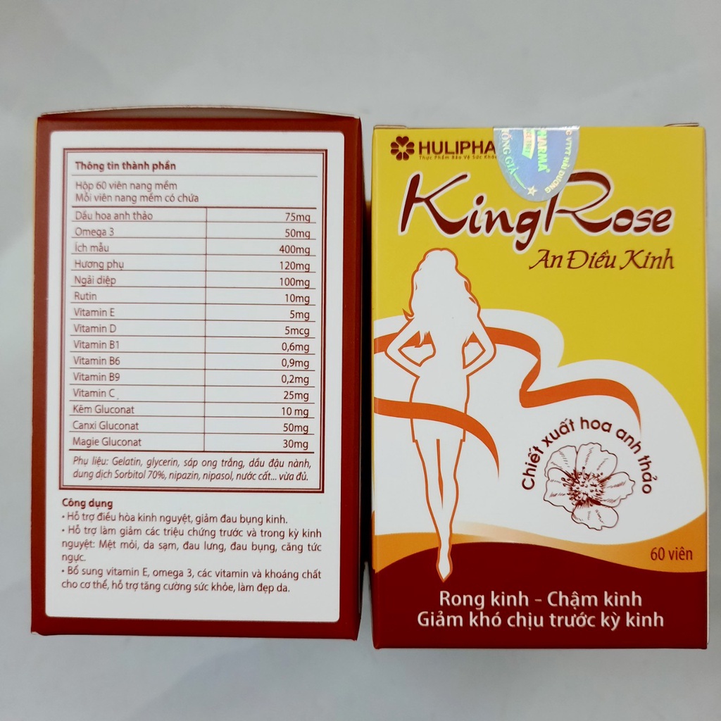 An điều kinh- Kingrose, viên uống điều hòa kinh nguyệt, giảm đau bụng kinh