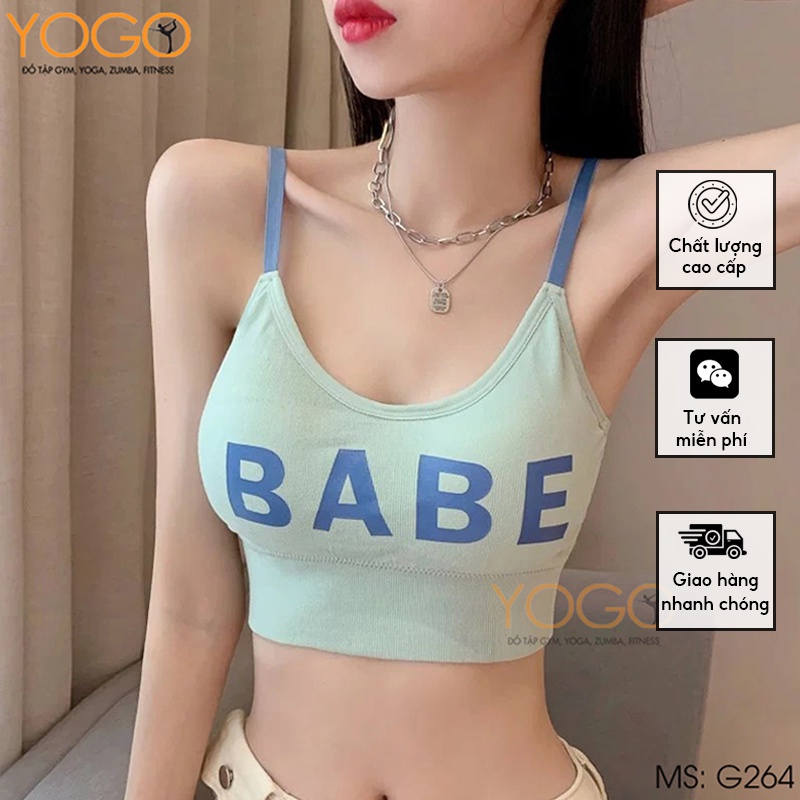 Áo bra tập gym yoga nữ YOGO dáng áo croptop ôm body có mút mỏng đệm ngực co giãn 4 chiều thấm hút mồ hôi G264