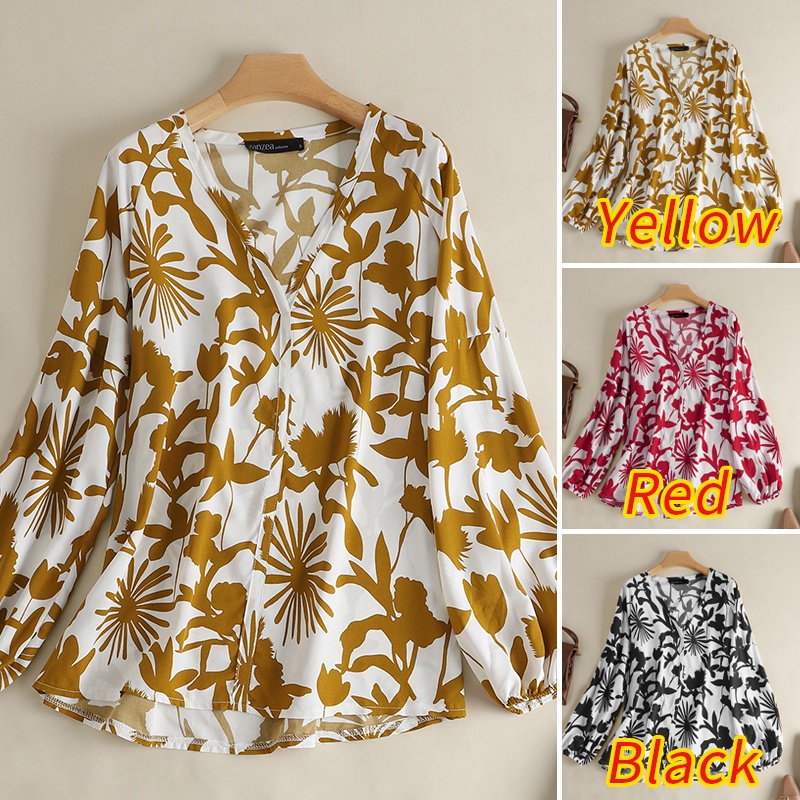Zanzea Áo Kiểu Tay Dài Cổ Chữ V In Họa Tiết Hoa Dành Cho Nữ