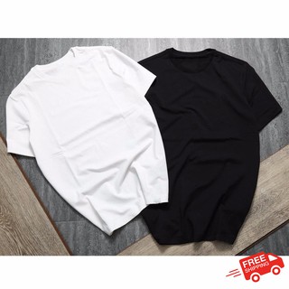 Áo thun trơn, nam nữ, chất liệu cotton thoáng mát, tông 2 màu trắng đen