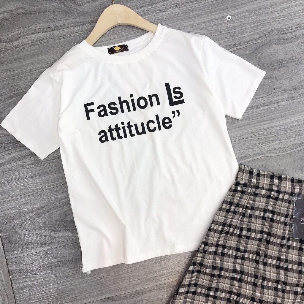 Set áo thun FASHION phối chân váy ngắn kẻ caro ulzzang