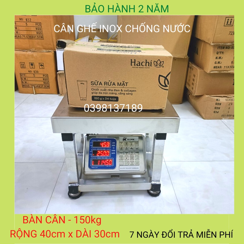 cân ghế điện tử ( 150kg &amp; 300kg ) inox chống nước toàn phần,dùng cho cân các mặt hàng khối lượng lớn ( BH 24 tháng )