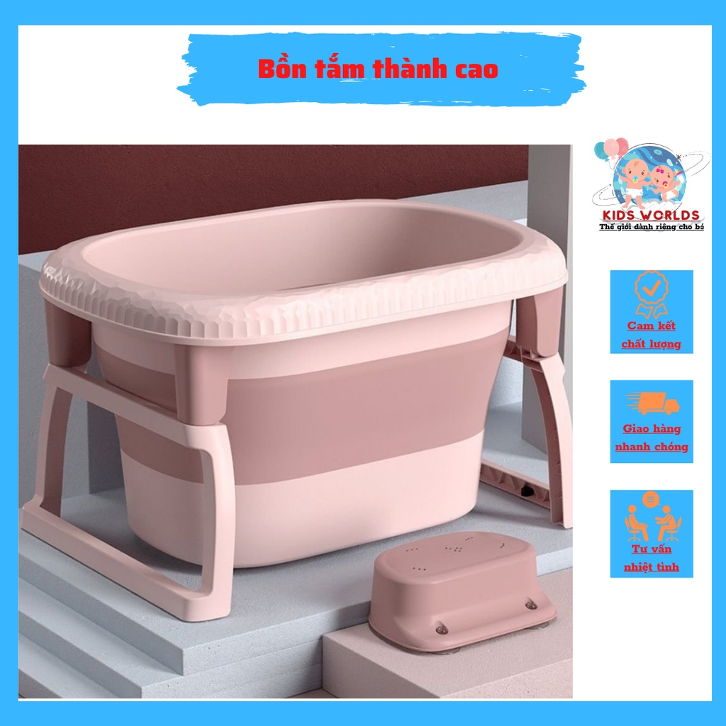 Bồn tắm thành cao silicon gấp gọn chống trơn trượt