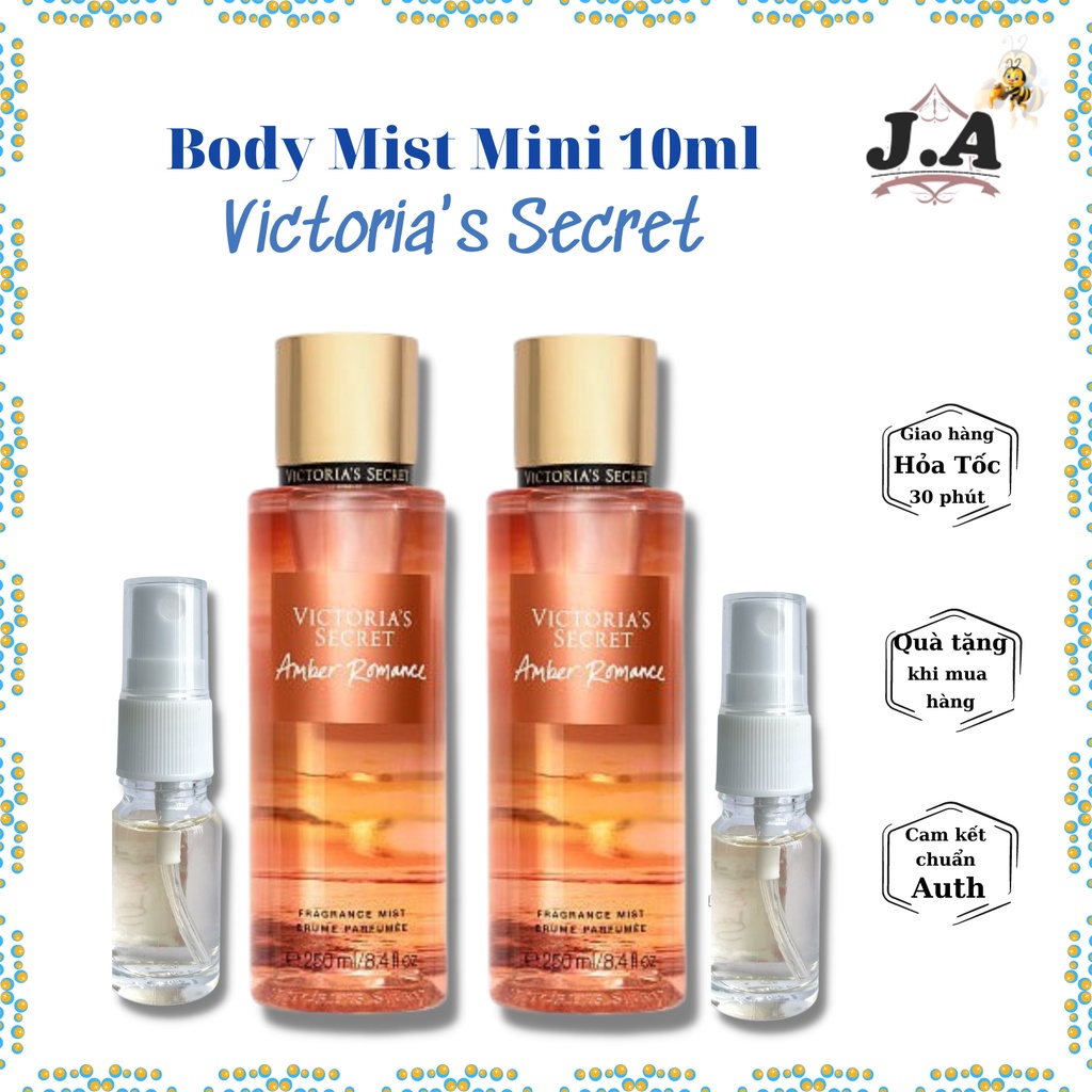 Xịt Thơm Body Mist Amber Romance Victoria Secret, Chai 10ml - 30ml Mini Size, Cam Kết Hàng Chuẩn Auth