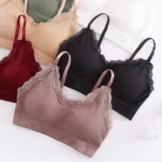 Áo Bra nữ len gân tăm, viền ren