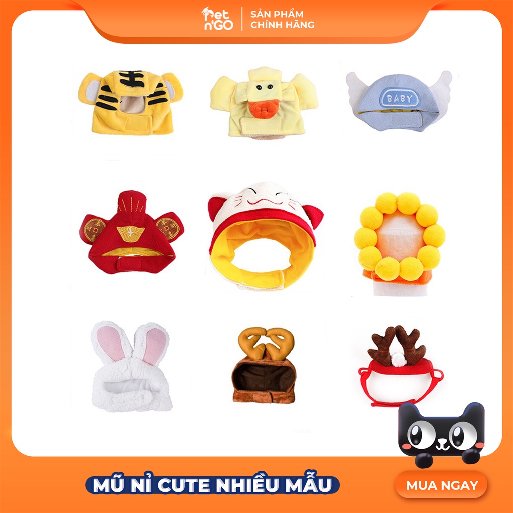 Mũ Nỉ Cho Chó Mèo Cute Nhiều Mẫu, Mũ Mùa Đông
