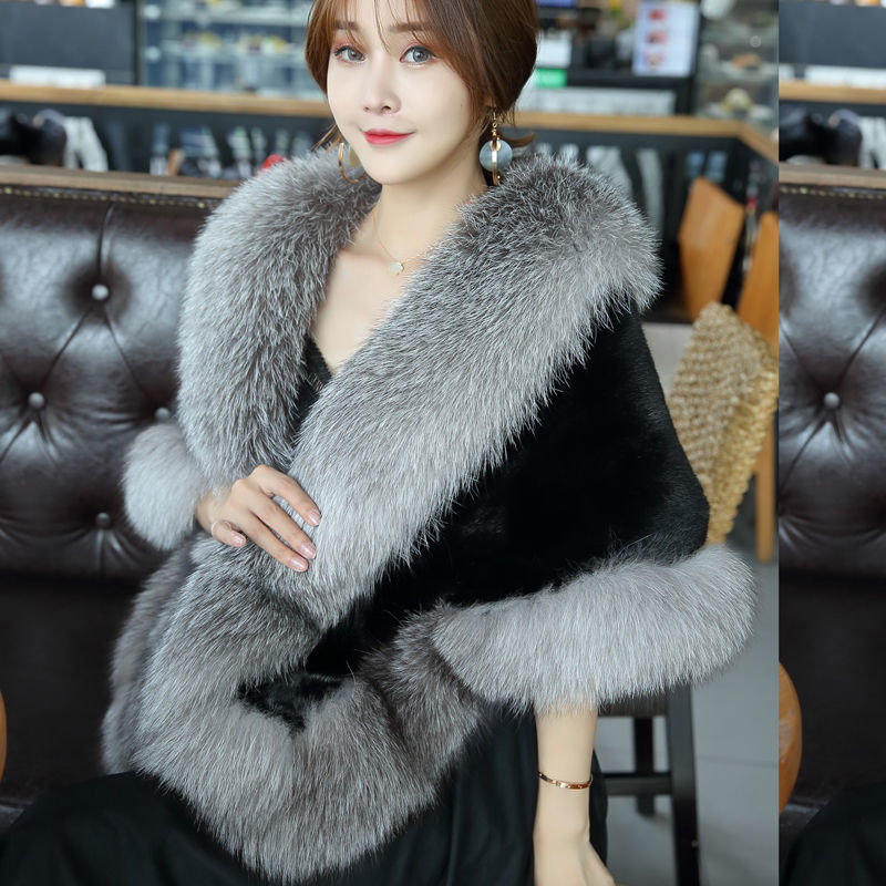 Áo Choàng Lông Cáo Dáng Dài Dày Dặn Ấm Áp