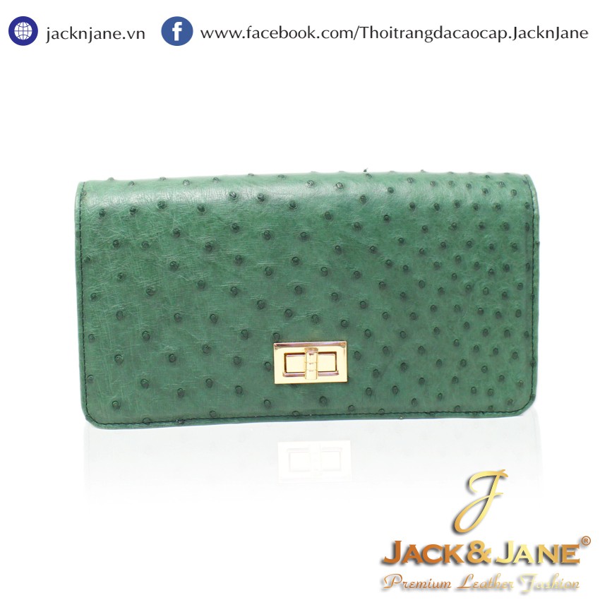 TÚI XÁCH NỮ DA ĐÀ ĐIỂU CAO CẤP JACK&JANE MÀU XANH RÊU