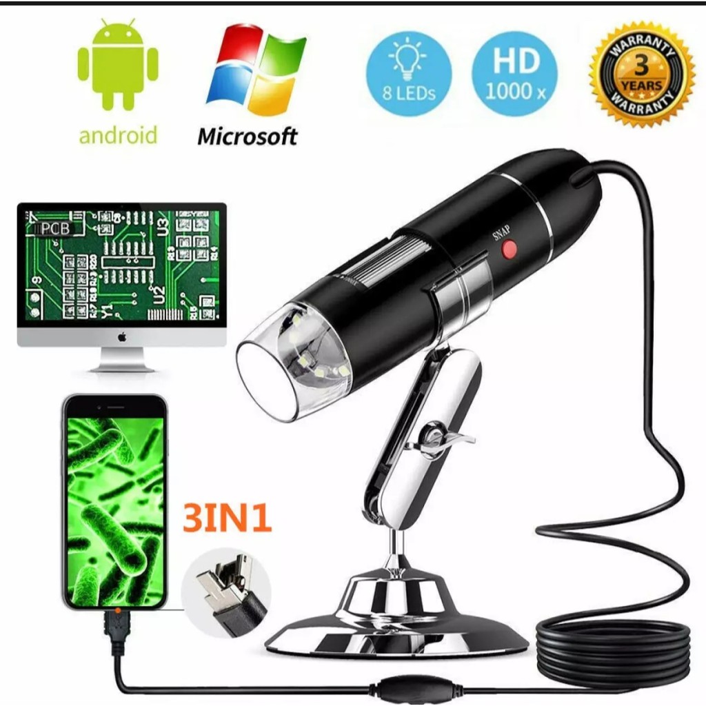 Kính hiển vi điện tử phóng đại 1600X Digital Microscope kết nối điện thoại máy tính cho hình ảnh rõ nét sinh động