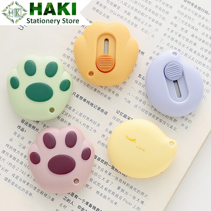 Dao rọc giấy mini cute HAKI dễ thương hình dấu chân mèo dụng cụ văn phòng phẩm D02