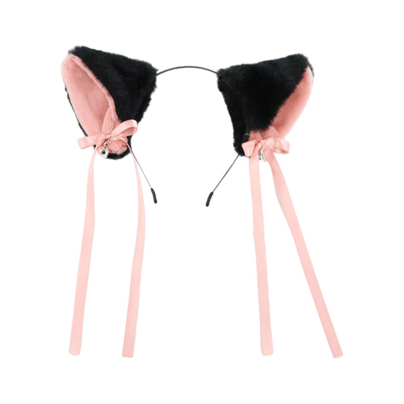 Băng Đô Cài Tóc Hình Tai Mèo Phối Nơ Phong Cách Lolita Dễ Thương