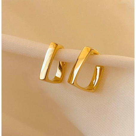 Bông Tai Mạ Vàng 14K Hình Vuông Đơn Giản Phong Cách Retro