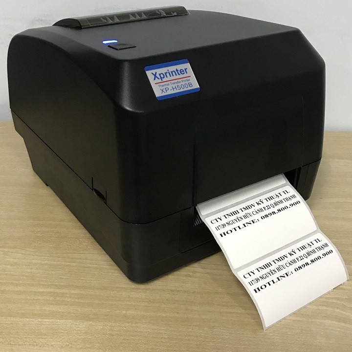 Máy in mã vạch sử dụng cuộn mực ribbon Xprinter H500B khổ 110mm