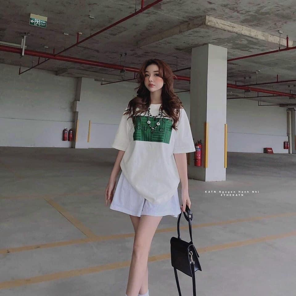 Áo Thun Tay lỡ GG Ô Vuông Xanh hottrend BIGOMALL - Áo phông nam nữ unisex freesize form rộng 65kg