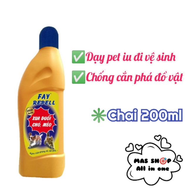 [Chai 200ml FAY REPELL] Xua đuổi chó mèo, phóng uế cắn phá đồ đạc