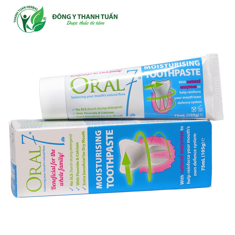 Kem đánh răng GIỮ ẨM MIỆNG ORAL7 Moisturising Toothpaste 75ml - Dành cho bệnh nhân tiểu đường, người sau hóa trị, xạ trị