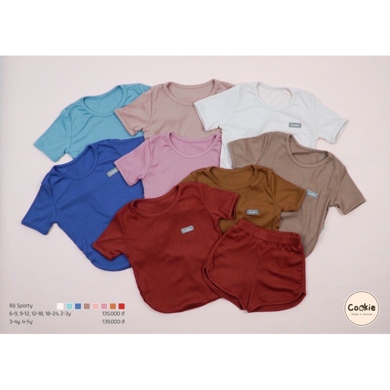 Cookie- Bộ sporty cộc Form nhỏ tăng 1 size