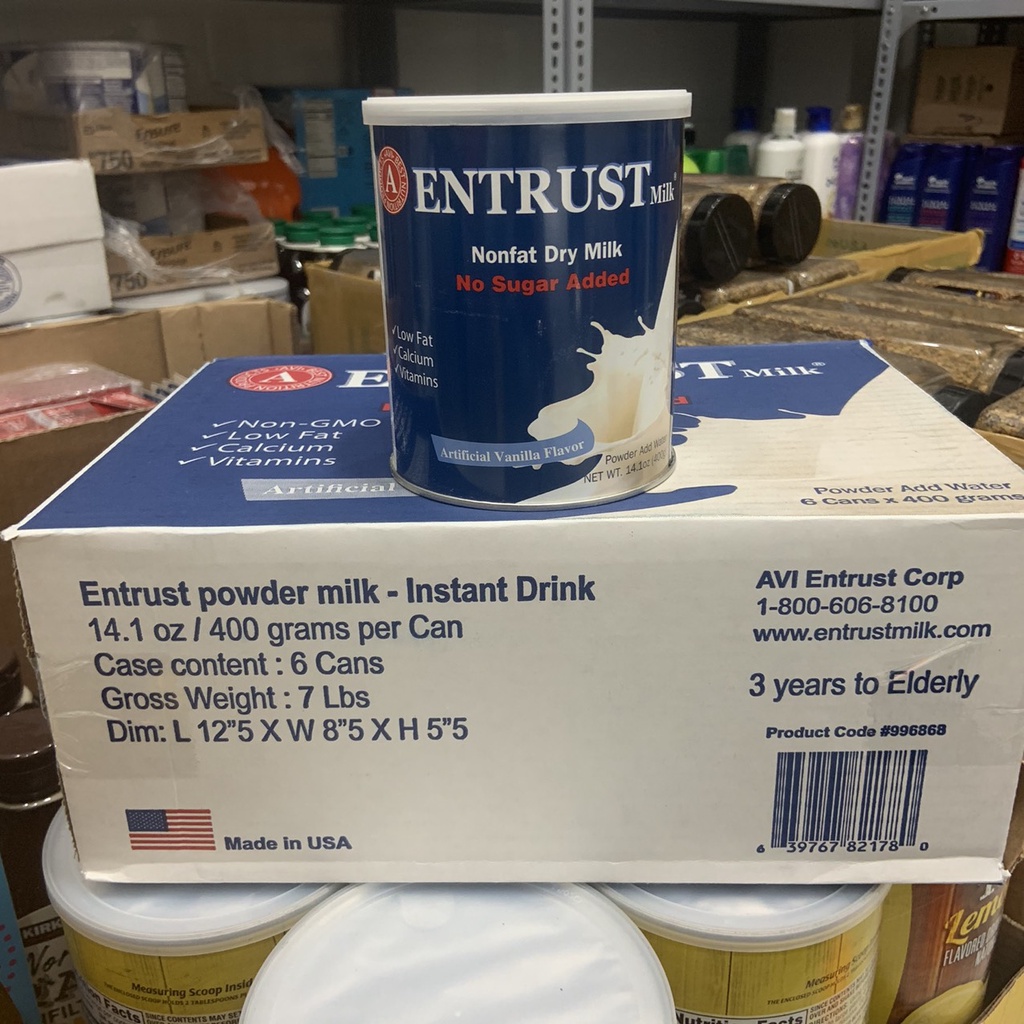 Sữa bột Entrust Mỹ date 6/2024 dành cho người tiểu đường, ăn kiêng 400gr - EDS Hàng Mỹ