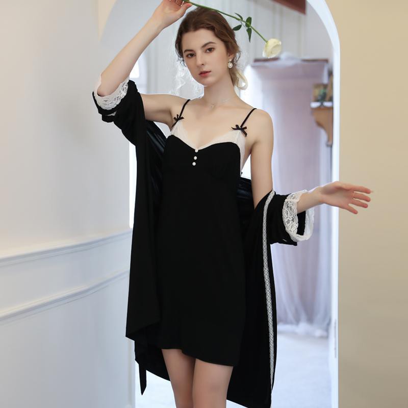 Đồ ngủ Cổ Chữ V Phối Ren Plus Size Thời Trang Xuân Hè Quyến Rũ Cho Nữ | BigBuy360 - bigbuy360.vn