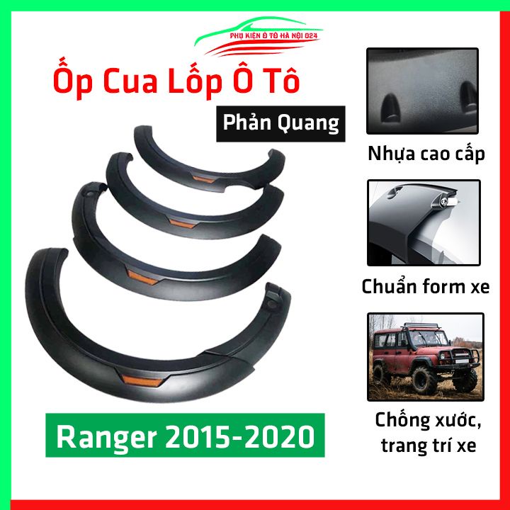 Bộ ốp cua lốp xe ô tô Ranger 2015-2020 đèn phản quang trang trí bảo vệ lốp xe