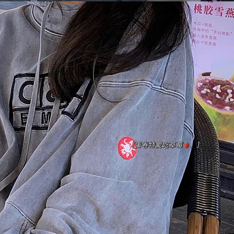 Áo Hoodie Dáng Rộng Thêu Chữ Thời Trang Cho Nữ