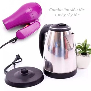 Combo Bình đun nước siêu tốc và 1 máy sấy gấp gọn tiện lợi
