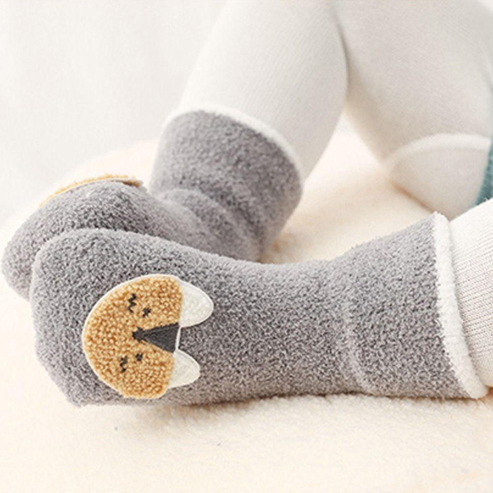 Vớ Ngủ Vải Lông Cừu San Hô Chống Trượt Hình Cá Sấu / Gấu Sáng Tạo Cho Bé