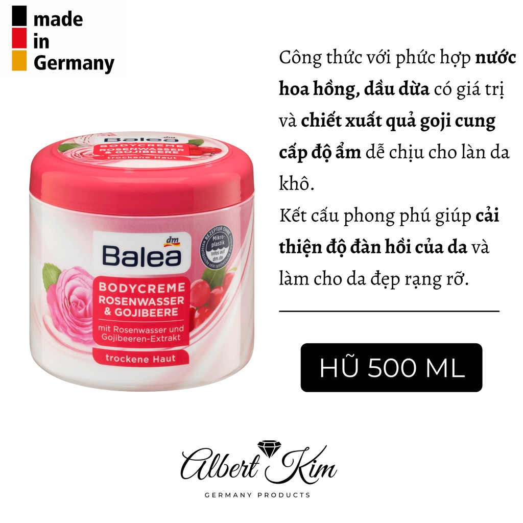 [ Hàng Đức ] Kem dưỡng thể,body lotion Balea nội địa Đức, trắng da, mùi thơm mát