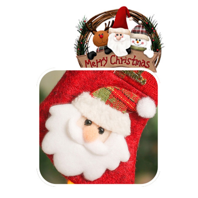 Vớ Treo Đựng Quà Giáng Sinh Họa Tiết Caro / Ông Già Noel / Tuần Lộc