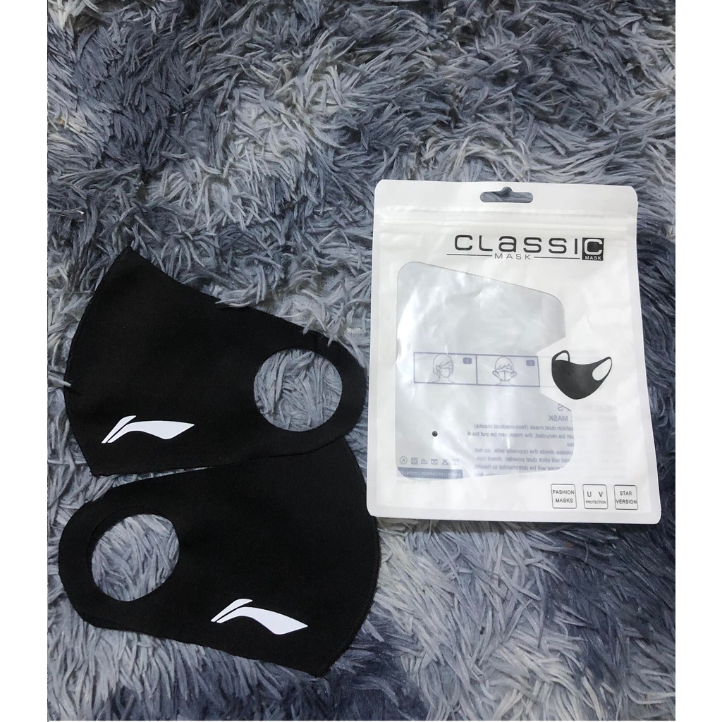 Khẩu Trang Vải Li-ning Kháng Khuẩn, Kháng Nước Cao Cấp Màu Đen