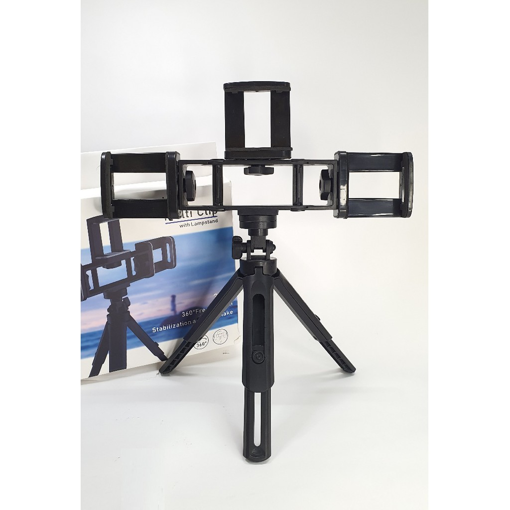 BỘ CHÂN ĐỠ LIVESTREAM + TRIPOD | Quay Video Cùng Lúc 3 Điện Thoại - Đế Giữ Siêu Chắn Chắn | Cam Kết Giống Mô Tả - 25001