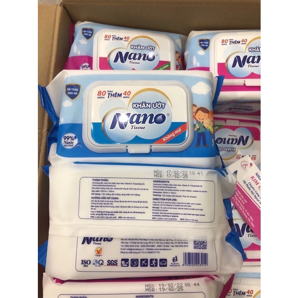 Khăn giấy ướt Nano Tissue 120 miếng (Gói lớn tiện lợi)