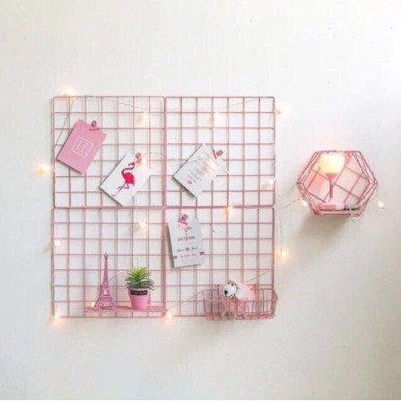 LƯỚI SẮT TRANG TRÍ MÀU HỒNG 2 TẤM