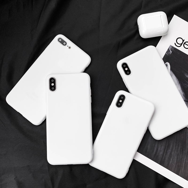 Ốp điện thoại bằng silicon TPU mềm màu trắng dành cho iPhone 11 Pro Max X/6/7/8/Plus XR Xs Max | BigBuy360 - bigbuy360.vn