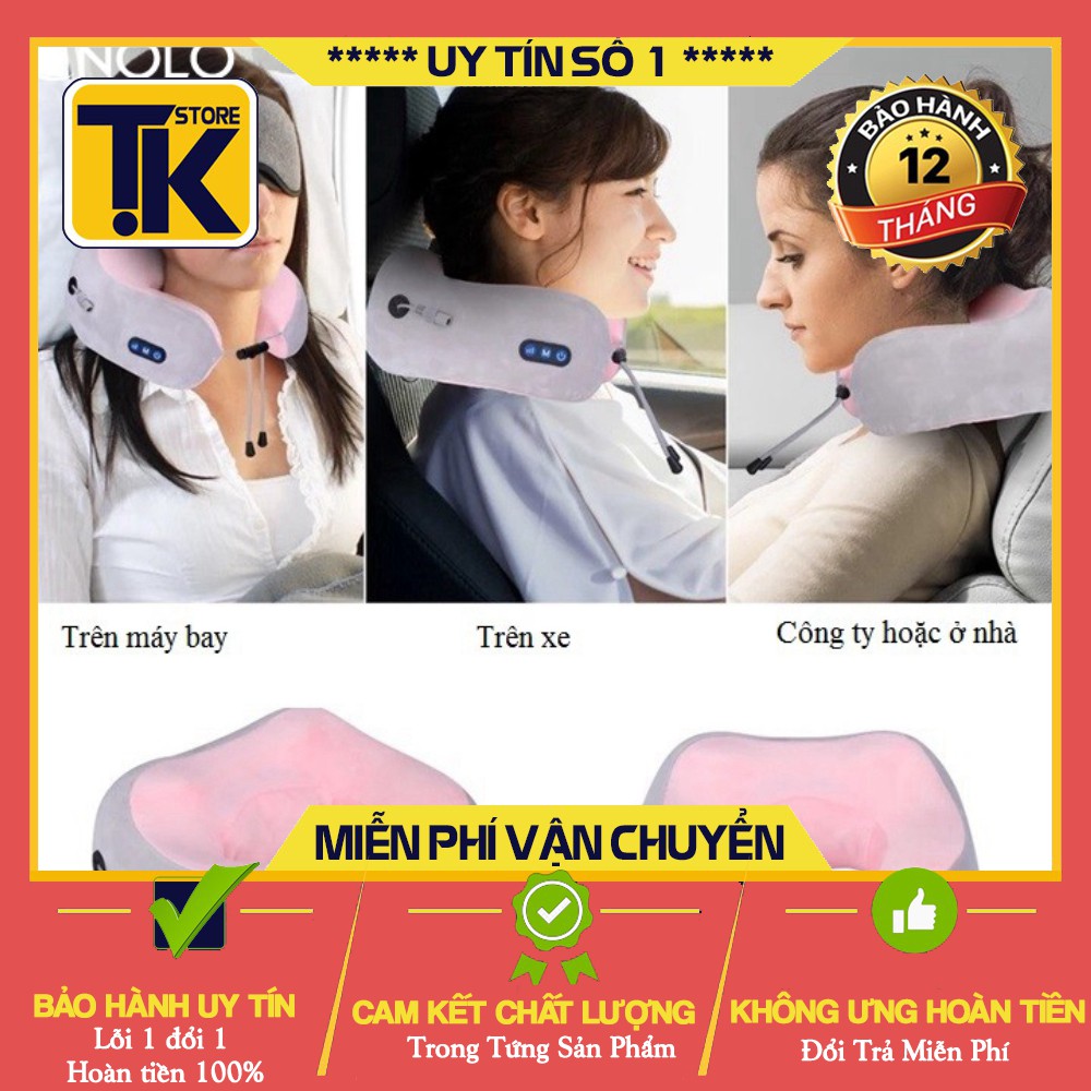 Gối massage cổ vai gáy sạc pin tích điện cao cấp,Máy massage cổ vai gáy hồng ngoại đa năng  - bảo hành 12 tháng